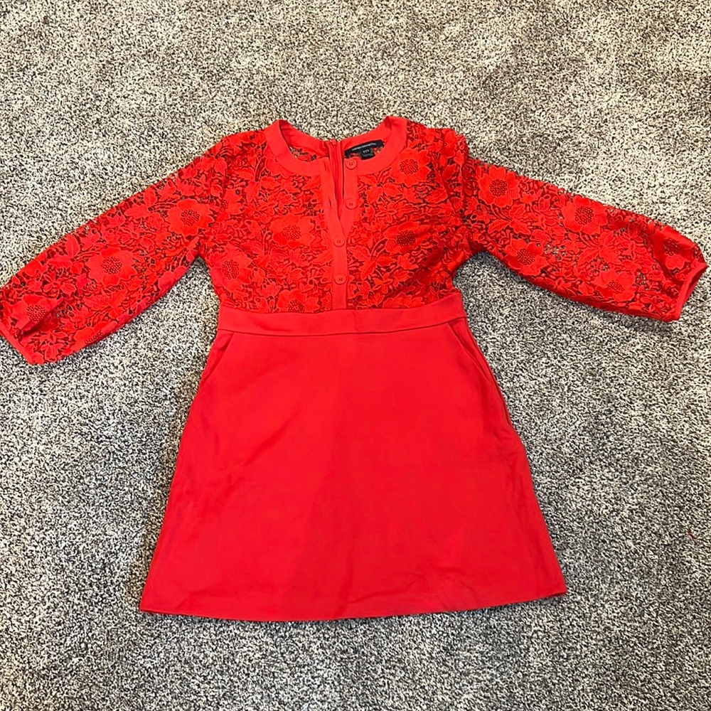 Red lace mini dress